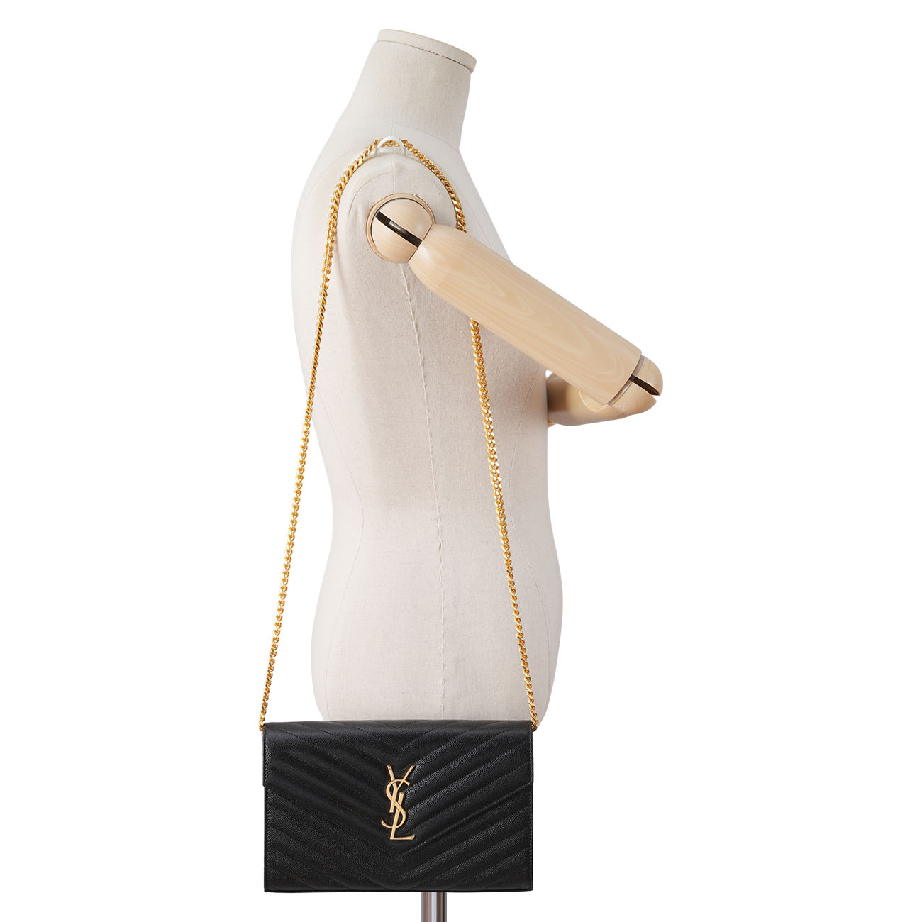 YVES SAINT LAURENT(USED)생로랑 377828 모노그램 쉐브론 체인 크로스백